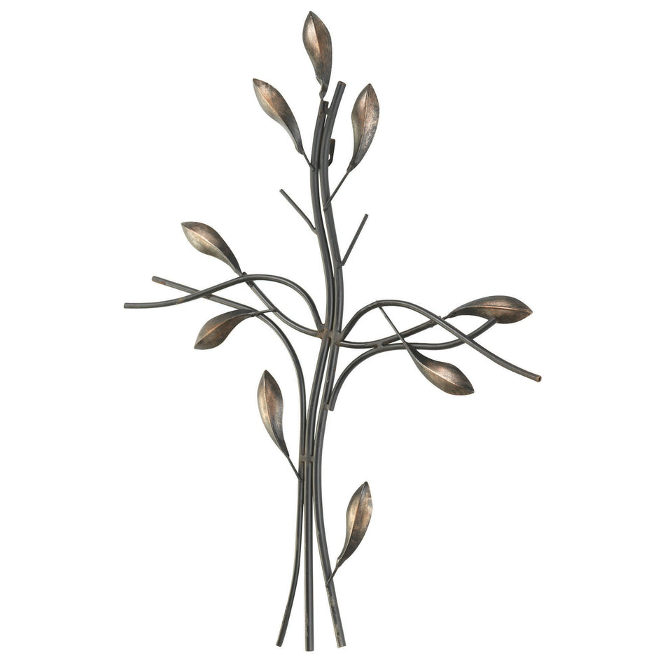 Tree Design Distressed Finish Leaves Black 22 x 17.25 Metal Wall Cross by Dicksons, product view 2