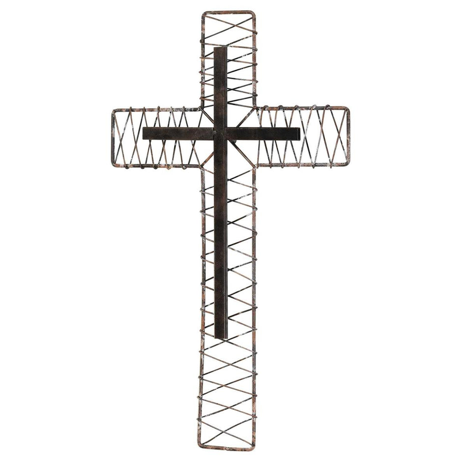 Layered Criss Cross Brown 10 x 17.25 Metal Hanging Wall Cross by Dicksons