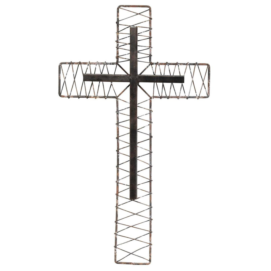 Layered Criss Cross Brown 10 x 17.25 Metal Hanging Wall Cross by Dicksons, product view 2