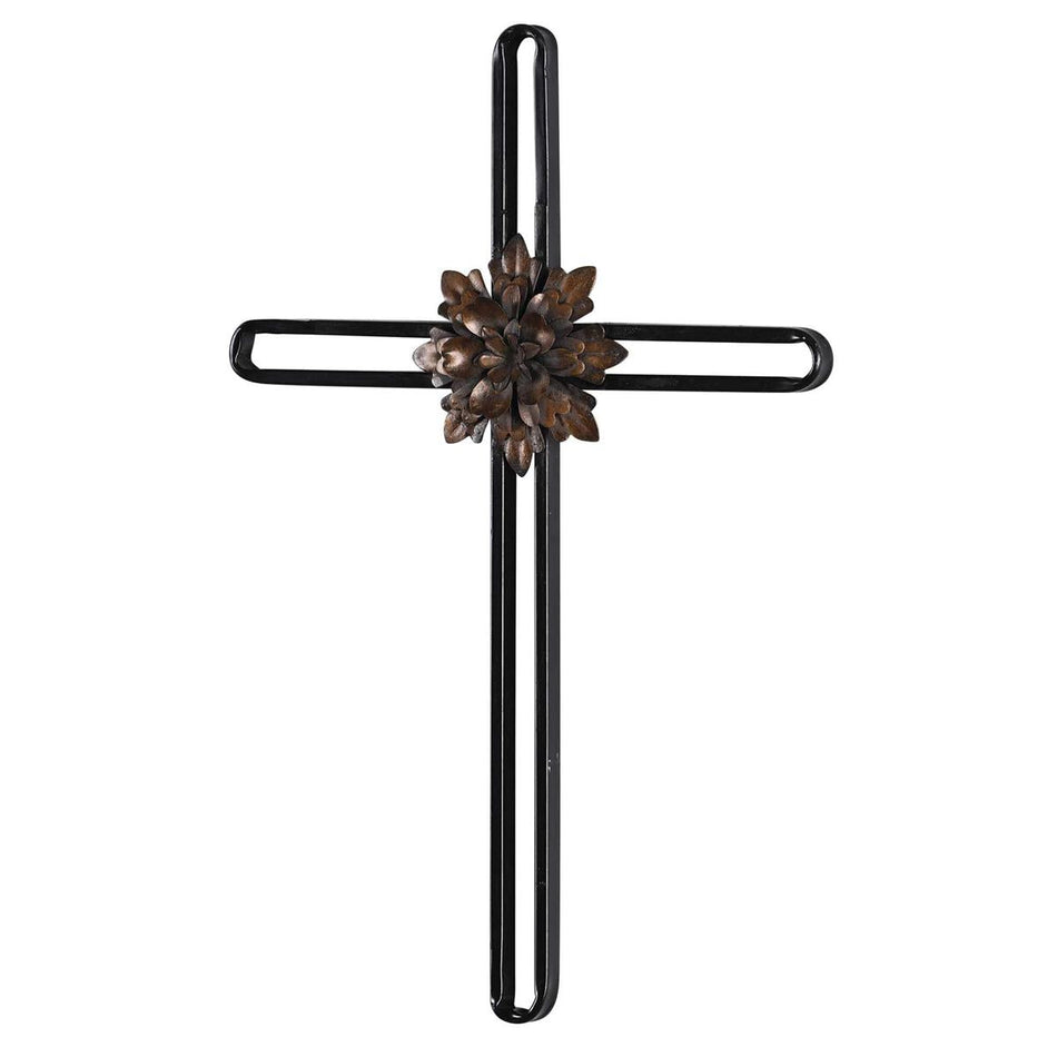 Wall Cross With Flower Metal 17h by Dicksons