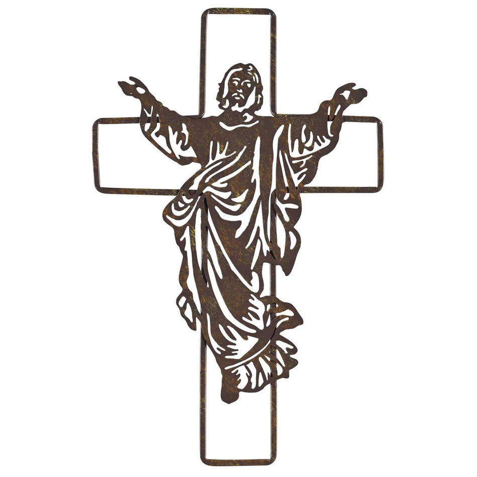 Wall Cross Jesus Brown Metal 15.75H by Dicksons