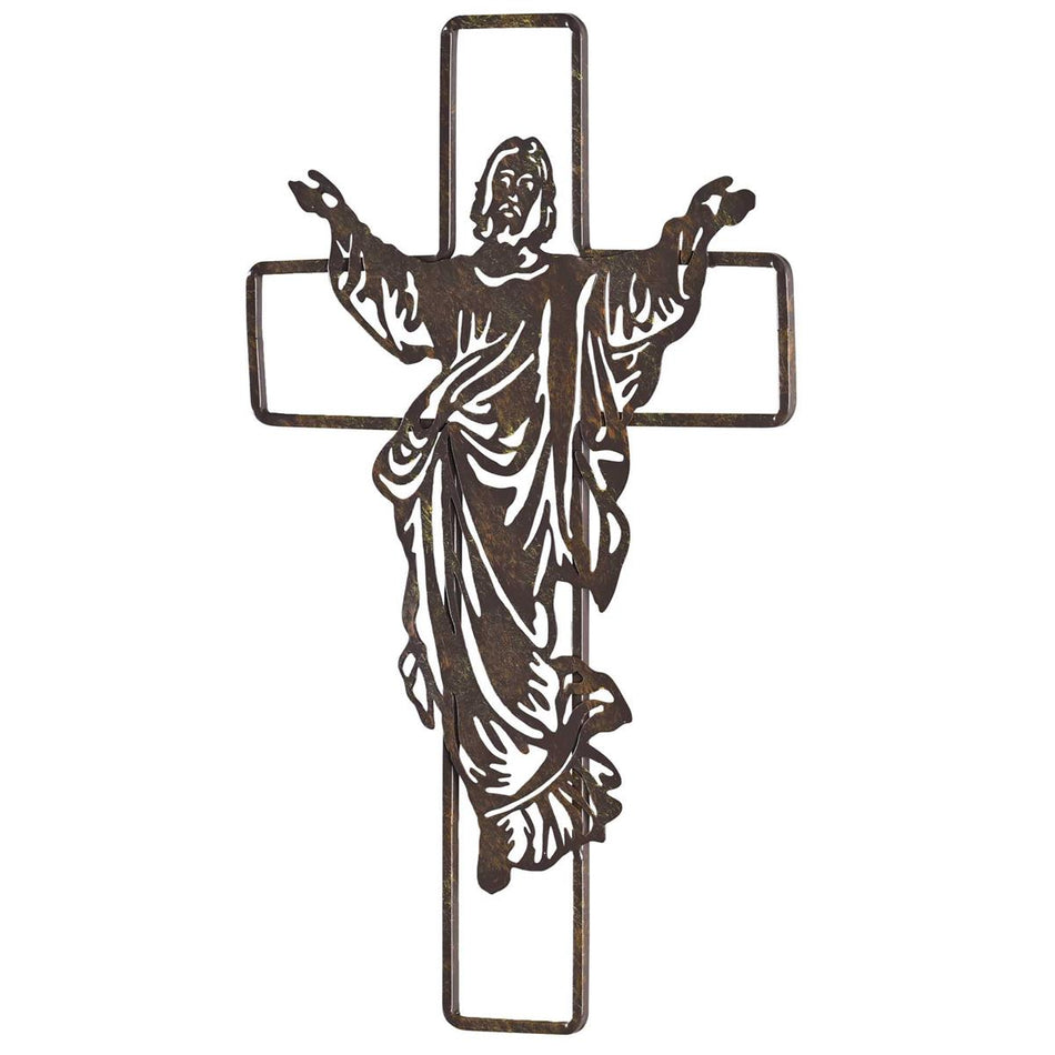 Wall Cross Jesus Brown Metal 15.75H by Dicksons, product view 2