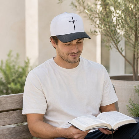 Cross of Nails Black/White Cap by Swanson Christian Products, product view 5
