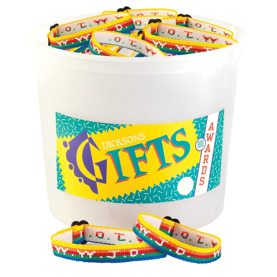 WWJD Woven Rainbow Bracelets Tub by Dicksons