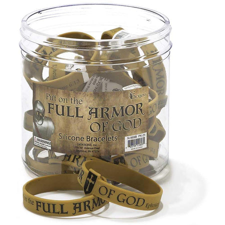 Full Armor of God Cross One Size Fits Most Silicone Bracelets, Pack of 24 by Dicksons