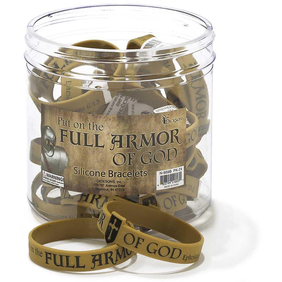 Full Armor of God Cross One Size Fits Most Silicone Bracelets, Pack of 24 by Dicksons