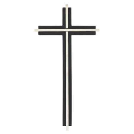 10" H Maple Hardwood Black Cross With Nickel-Plated Inlay by Catholic Brands
