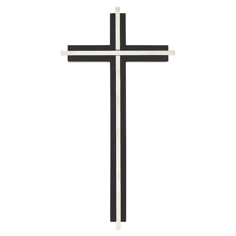 10" H Maple Hardwood Black Cross With Nickel-Plated Inlay by Catholic Brands