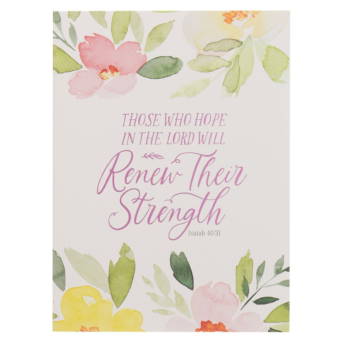 Renew Their Strength Yellow Floral Medium Notebook - Isaiah 40:31 by Christian Art Gifts