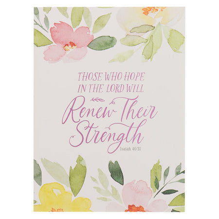 Renew Their Strength Yellow Floral Medium Notebook - Isaiah 40:31 by Christian Art Gifts