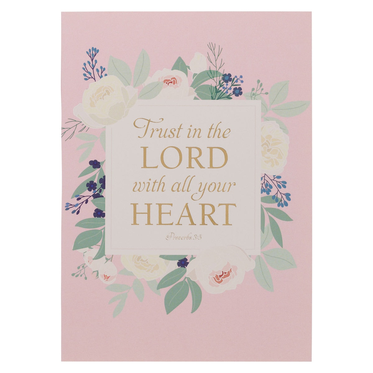 Trust in the Lord Pink Floral Medium Notebook - Proverbs 3:5 by Christian Art Gifts