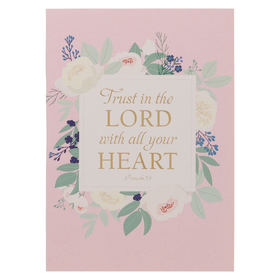 Trust in the Lord Pink Floral Medium Notebook - Proverbs 3:5 by Christian Art Gifts