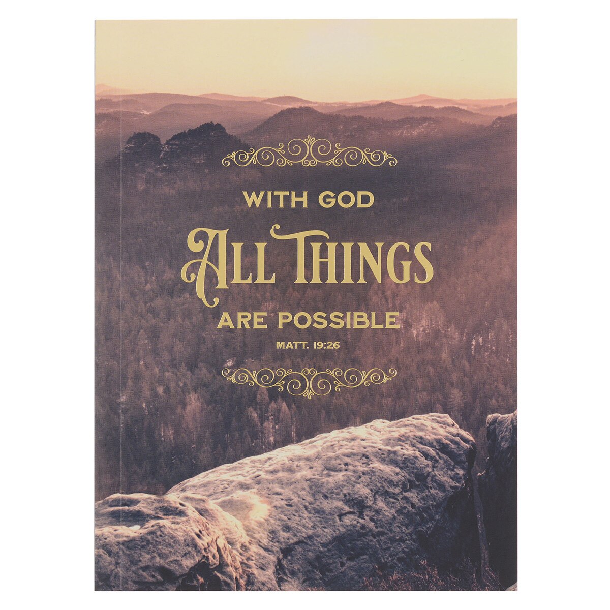 With God All Things Are Possible Mountain Medium Notebook - Matthew 19:26 by Christian Art Gifts
