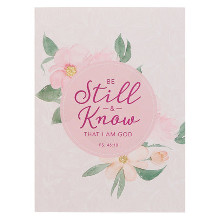 Be Still and Know Pink Floral Medium Notebook - Psalm 46:10 by Christian Art Gifts