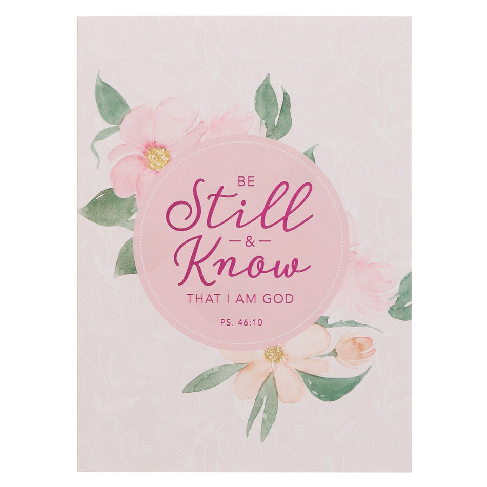 Be Still and Know Pink Floral Medium Notebook - Psalm 46:10 by Christian Art Gifts
