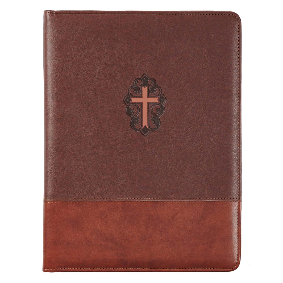John 3:16 Cross Two-tone Brown Faux Leather Portfolio Folder by Christian Art Gifts