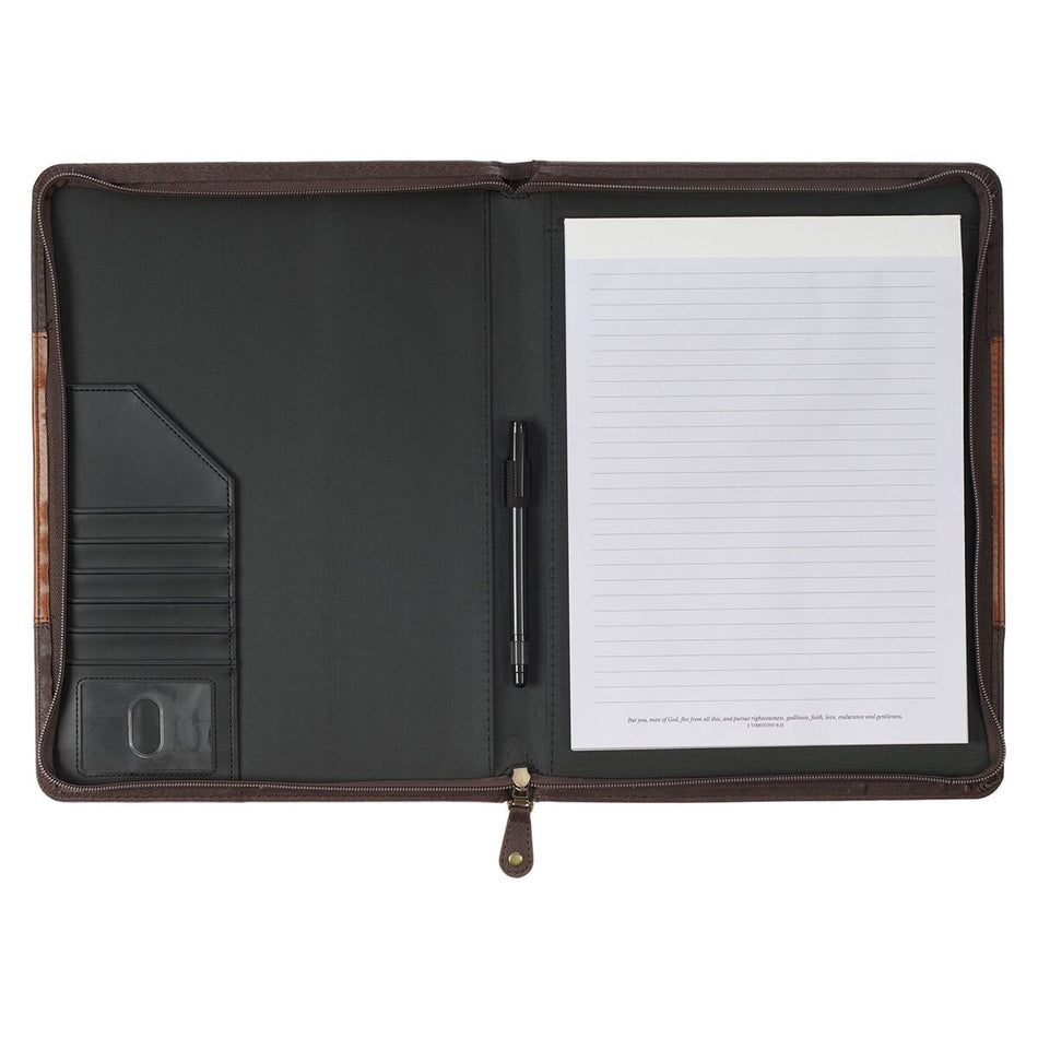 Man of God Honey-brown and Espresso Executive Padfolio - 1 Timothy 6:11 by Christian Art Gifts, product view 2