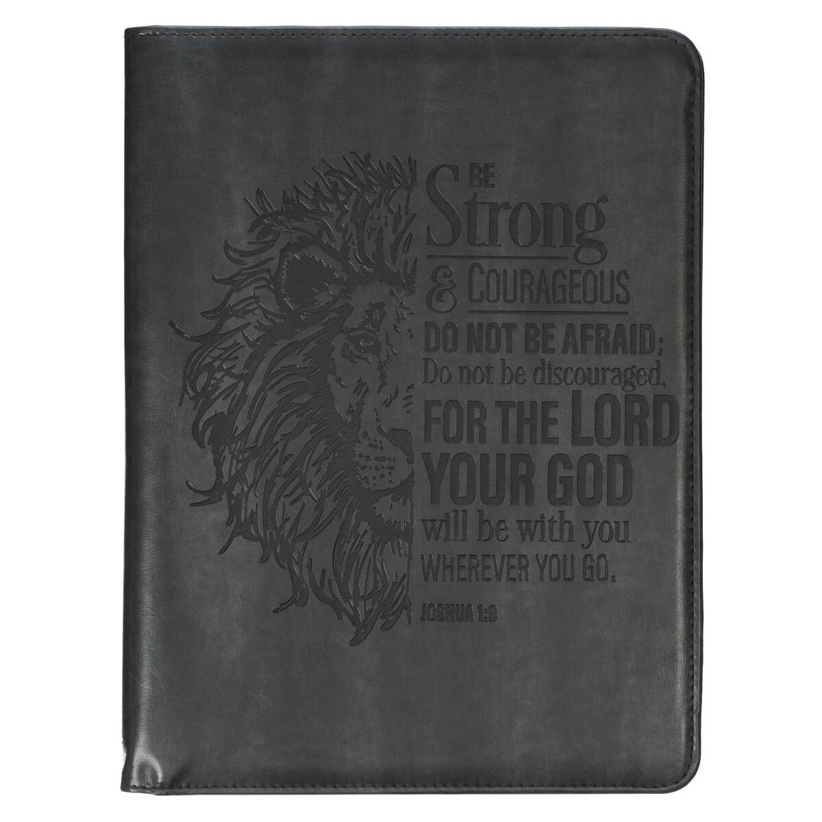 Be Strong and Courageous Gray Faux Leather Executive Padfolio - Joshua 1:9 by Christian Art Gifts