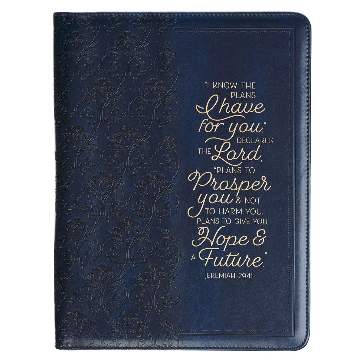 I Know the Plans Flowering Trellis Navy Blue Faux Leather Executive Padfolio - Jeremiah 29:11 by Christian Art Gifts