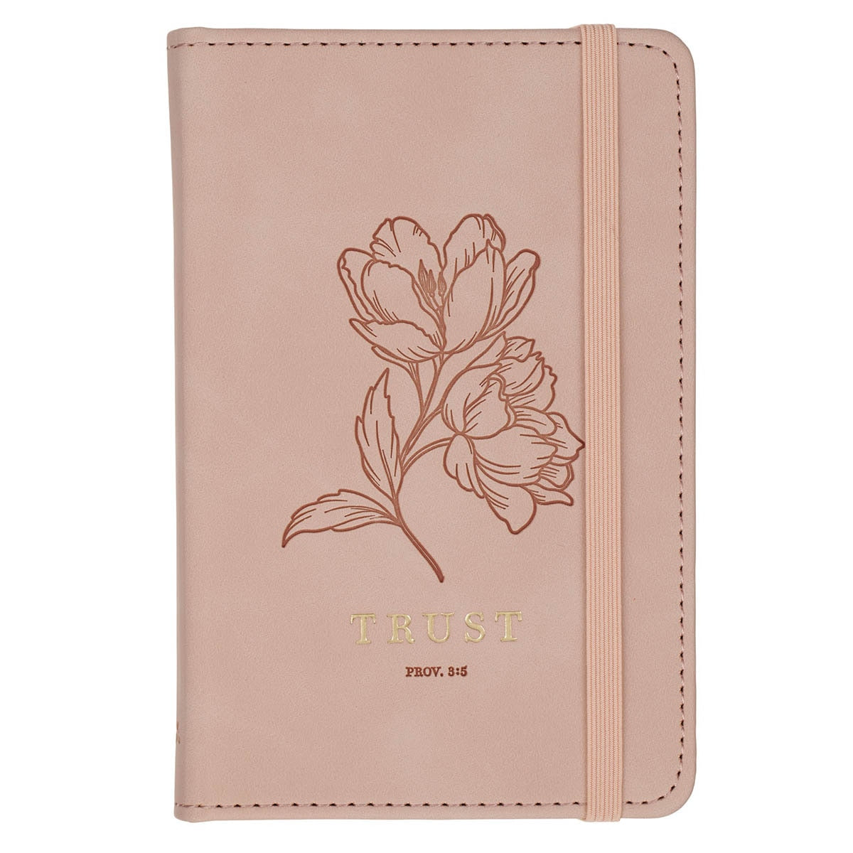 Trust Mottled Blush Faux Leather Hardcover Notebook with Elastic Band Closure - Proverbs 3:5 by Christian Art Gifts