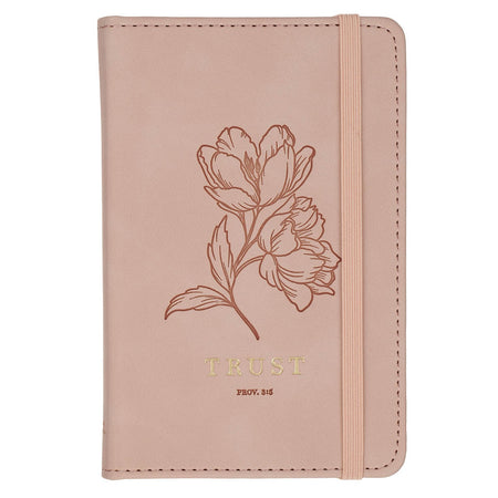 Trust Mottled Blush Faux Leather Hardcover Notebook with Elastic Band Closure - Proverbs 3:5 by Christian Art Gifts