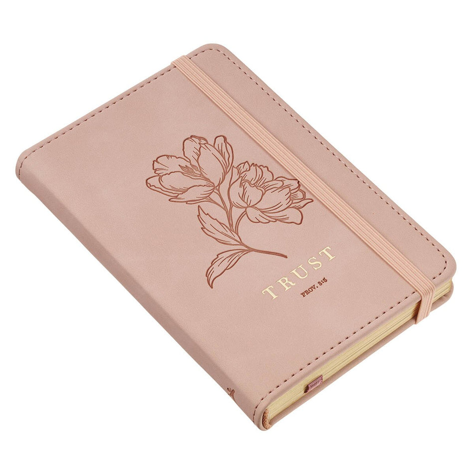 Trust Mottled Blush Faux Leather Hardcover Notebook with Elastic Band Closure - Proverbs 3:5, product view 2