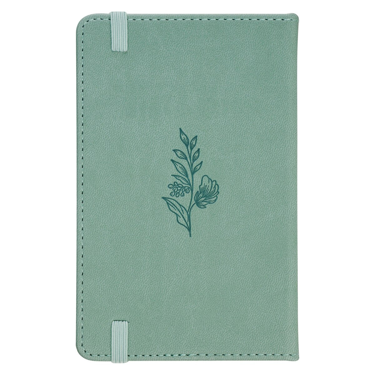 Faith Teal Floral Faux Leather Hardcover Notebook with Elastic Band Closure - 2 Corinthians 5:7, product view 5