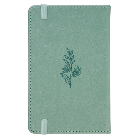 Faith Teal Floral Faux Leather Hardcover Notebook with Elastic Band Closure - 2 Corinthians 5:7, product view 5