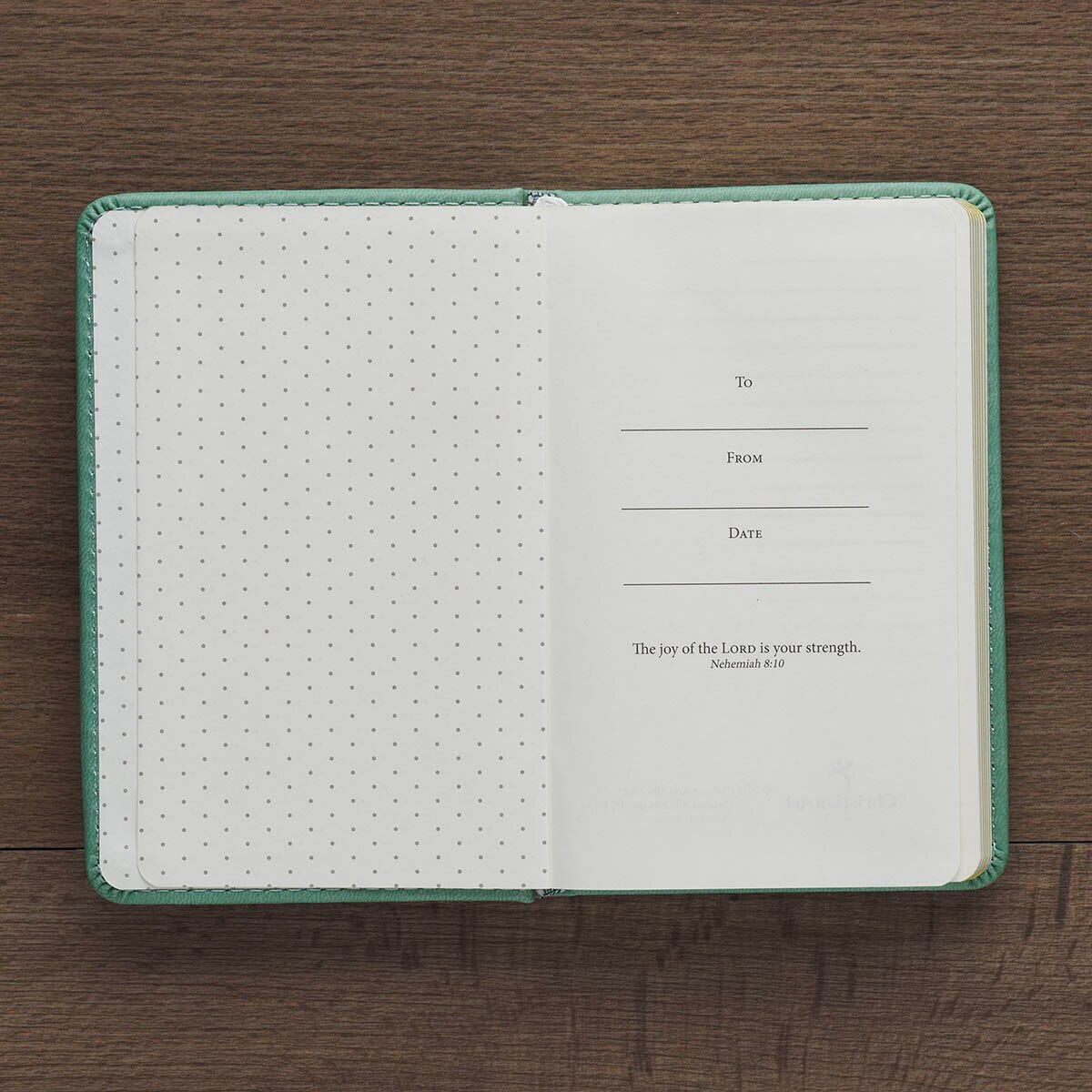 Faith Teal Floral Faux Leather Hardcover Notebook with Elastic Band Closure - 2 Corinthians 5:7, product view 3