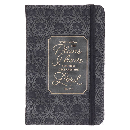 I Know the Plans Graphite Gray Faux Leather Hardcover Notebook with Elastic Closure - Jeremiah 29:11 by Christian Art Gifts