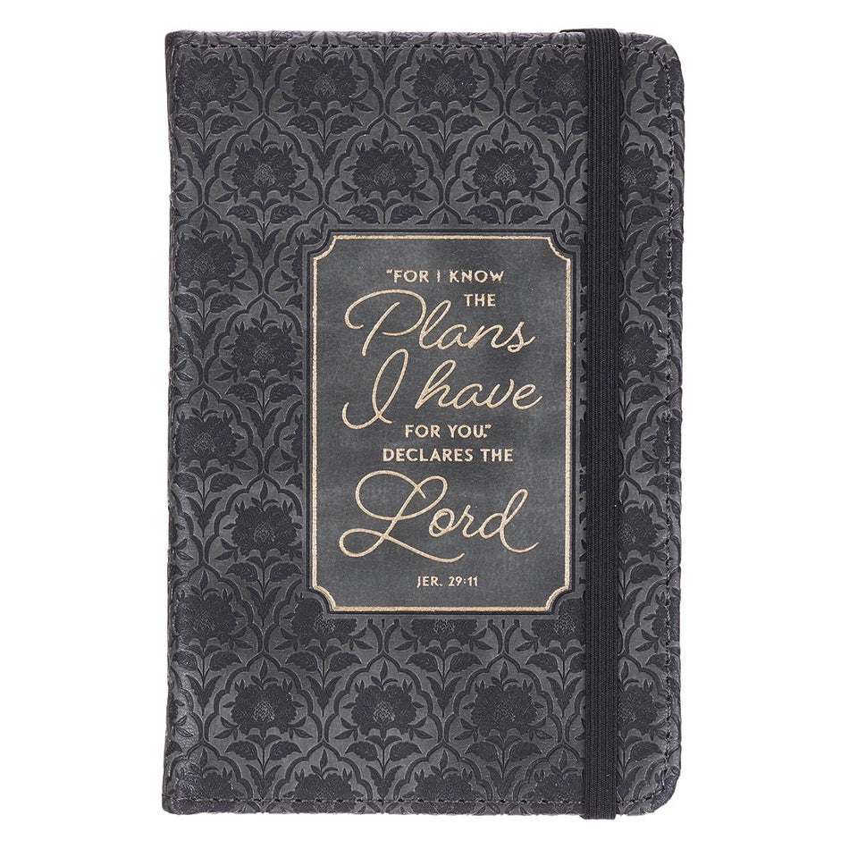 I Know the Plans Graphite Gray Faux Leather Hardcover Notebook with Elastic Closure - Jeremiah 29:11 by Christian Art Gifts