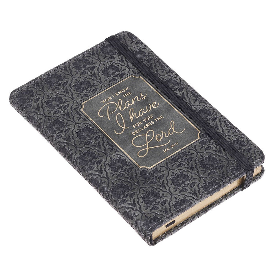 I Know the Plans Graphite Gray Faux Leather Hardcover Notebook with Elastic Closure - Jeremiah 29:11, product view 2