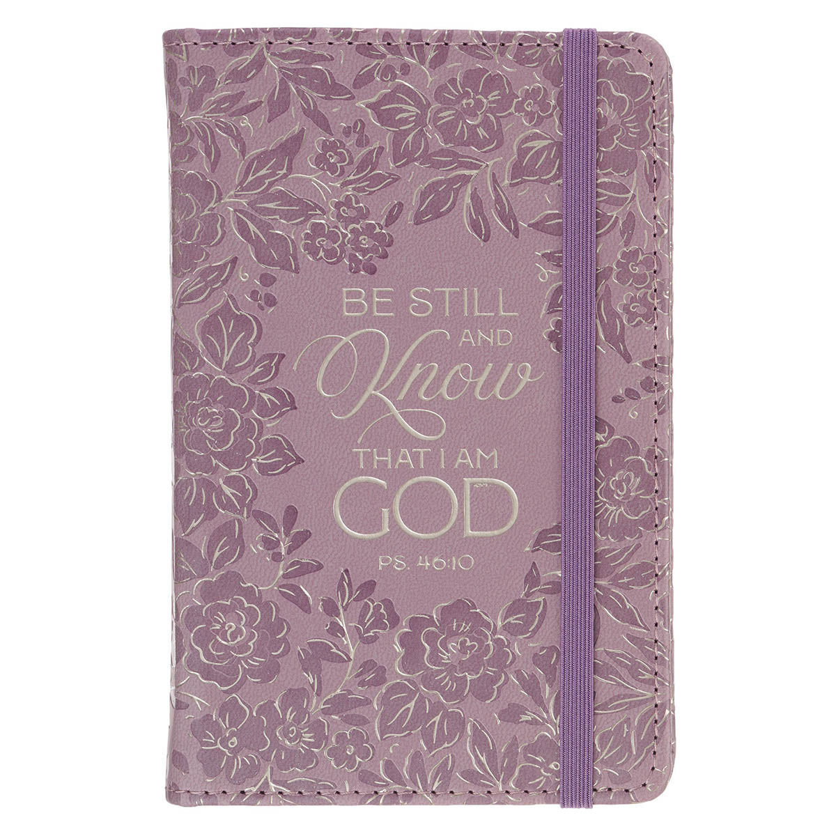 Be Still and Know Mauve Floral Hardcover Notebook with Elastic Closure - Psalm 46:10 by Christian Art Gifts