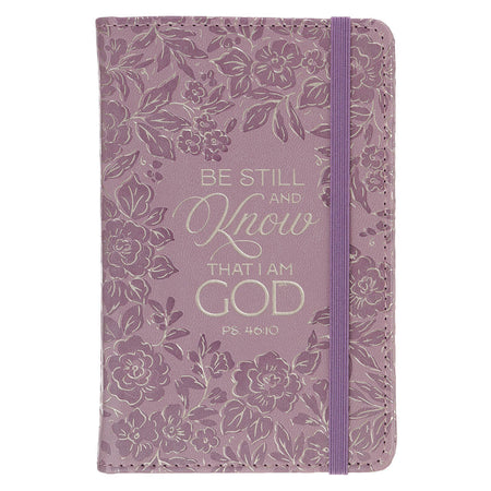 Be Still and Know Mauve Floral Hardcover Notebook with Elastic Closure - Psalm 46:10 by Christian Art Gifts