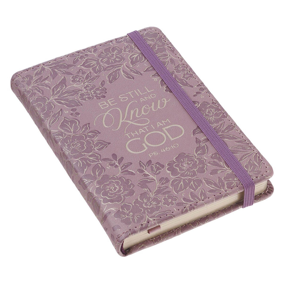 Be Still and Know Mauve Floral Hardcover Notebook with Elastic Closure - Psalm 46:10 by Christian Art Gifts, product view 2
