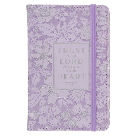 Trust in the Lord Lilac Floral Hardcover Notebook with Elastic Band Closure - Proverbs 3:5 by Christian Art Gifts