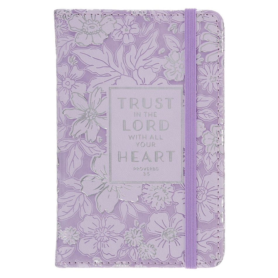 Trust in the Lord Lilac Floral Hardcover Notebook with Elastic Band Closure - Proverbs 3:5 by Christian Art Gifts