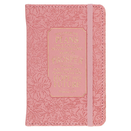 Hope and a Future Pink Bloom Faux Leather Hardcover Notebook with Elastic Closure - Jeremiah 29:11 by Christian Art Gifts