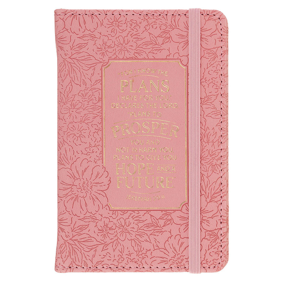 Hope and a Future Pink Bloom Faux Leather Hardcover Notebook with Elastic Closure - Jeremiah 29:11 by Christian Art Gifts