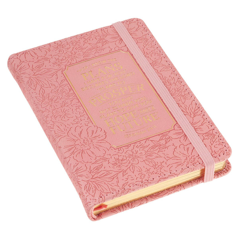 Hope and a Future Pink Bloom Faux Leather Hardcover Notebook with Elastic Closure - Jeremiah 29:11, product view 2