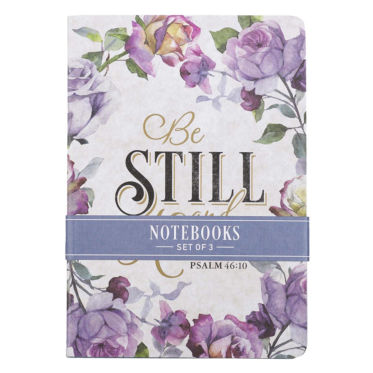 Be Still and Know Purple Floral Medium Notebook Set - Psalm 46:10 by Christian Art Gifts