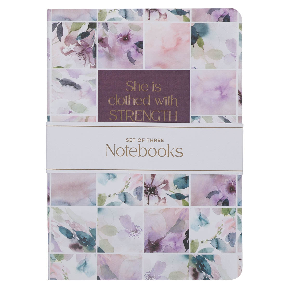 Strength and Dignity Purple Floral Notebook Set - Proverbs 31:25 by Christian Art Gifts