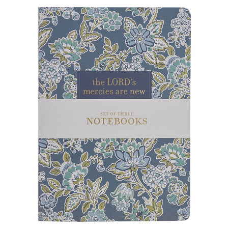 Morning Mercies Blue and Green Floral Notebook Set - Lamentations 3:22-23 by Christian Art Gifts