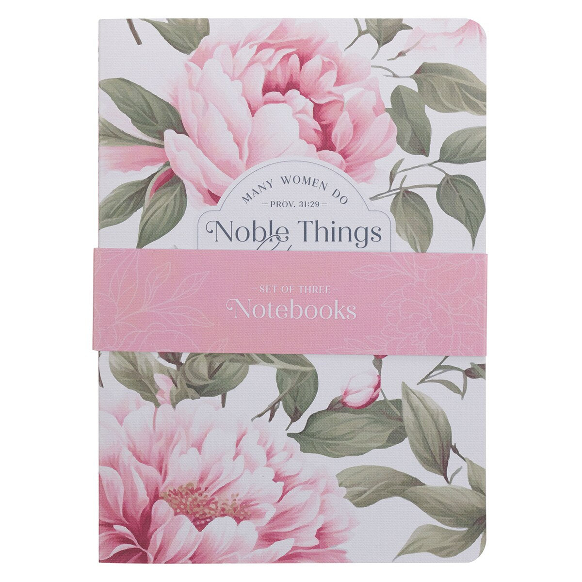 Noble Things Pink Floral Notebook Set - Proverbs 31:29 by Christian Art Gifts