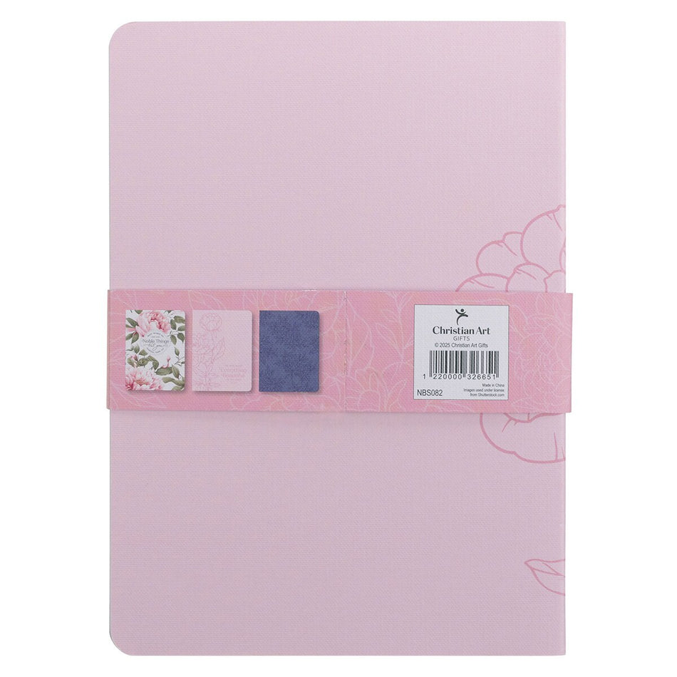 Noble Things Pink Floral Notebook Set - Proverbs 31:29 by Christian Art Gifts, product view 2