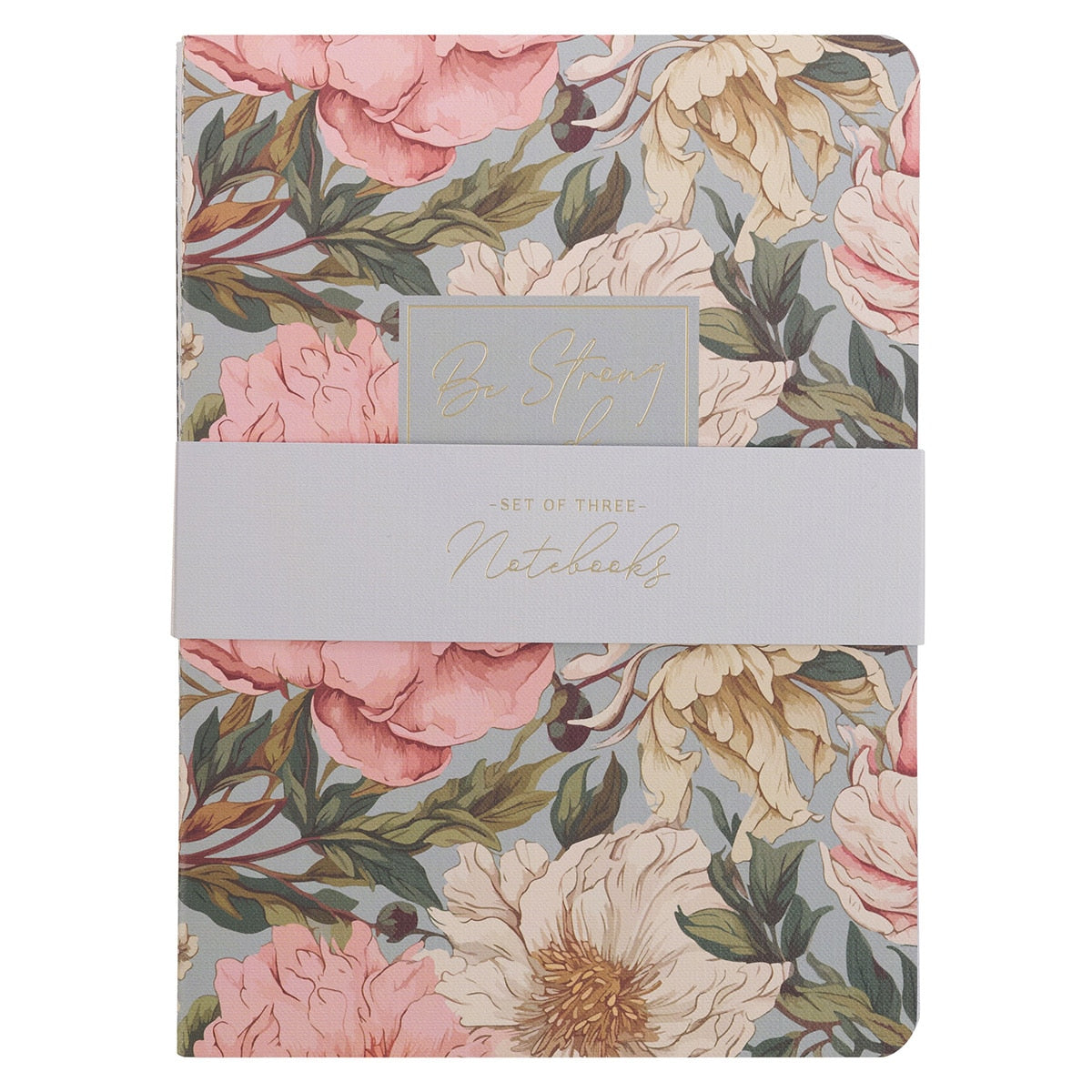 Strong and Courageous Delicate Pink Dahlia Notebook Set - Joshua 1:9 by Christian Art Gifts