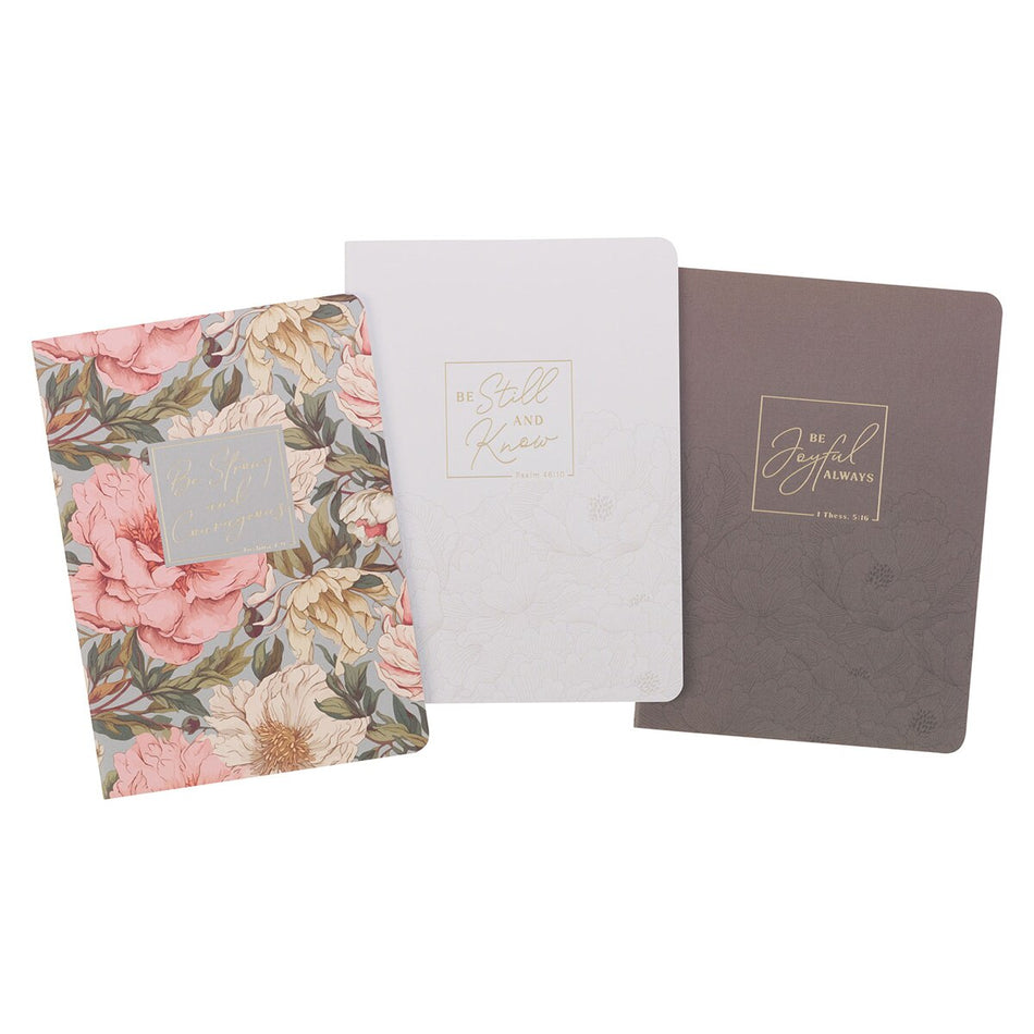 Strong and Courageous Delicate Pink Dahlia Notebook Set - Joshua 1:9 by Christian Art Gifts, product view 2