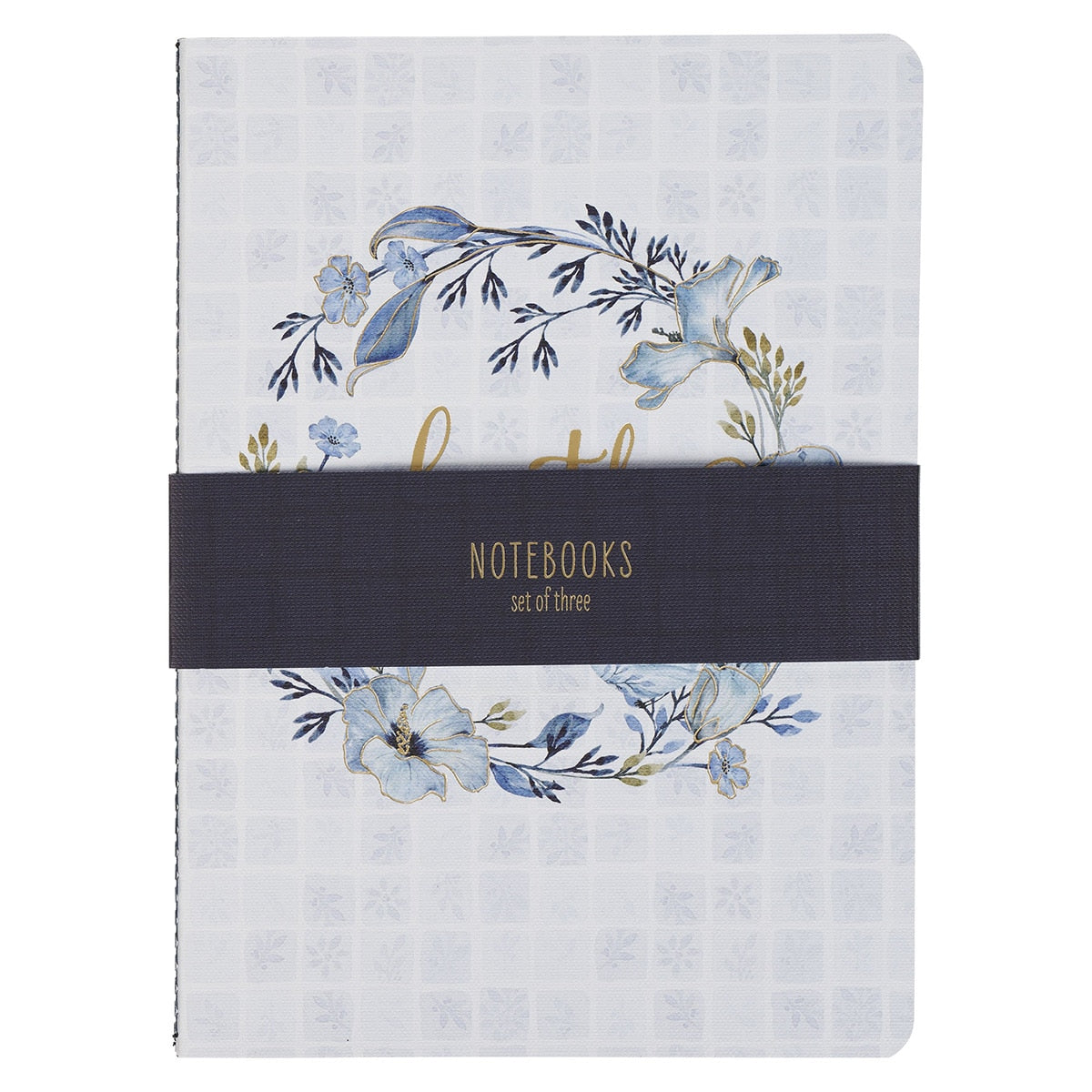Faith Love and Grace Blue Floral Tile Notebook Set by Christian Art Gifts