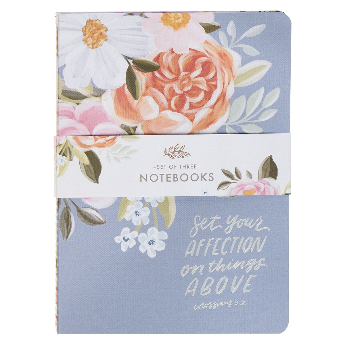 Affection Blue Floral Notebook Set - Colossians 3:2 by Christian Art Gifts