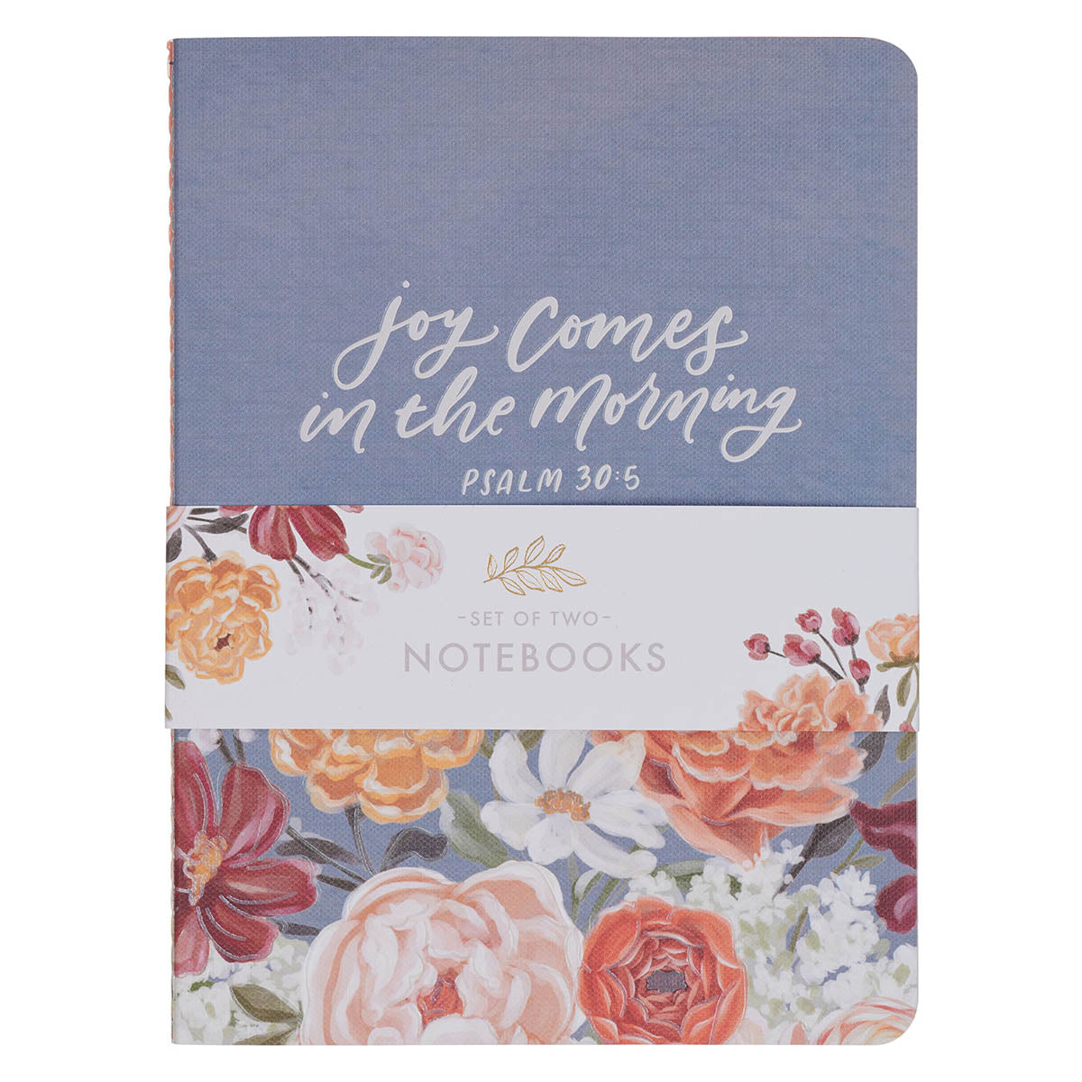 Joy and Grace Peach and Blue Floral Medium Notebook Set by Christian Art Gifts
